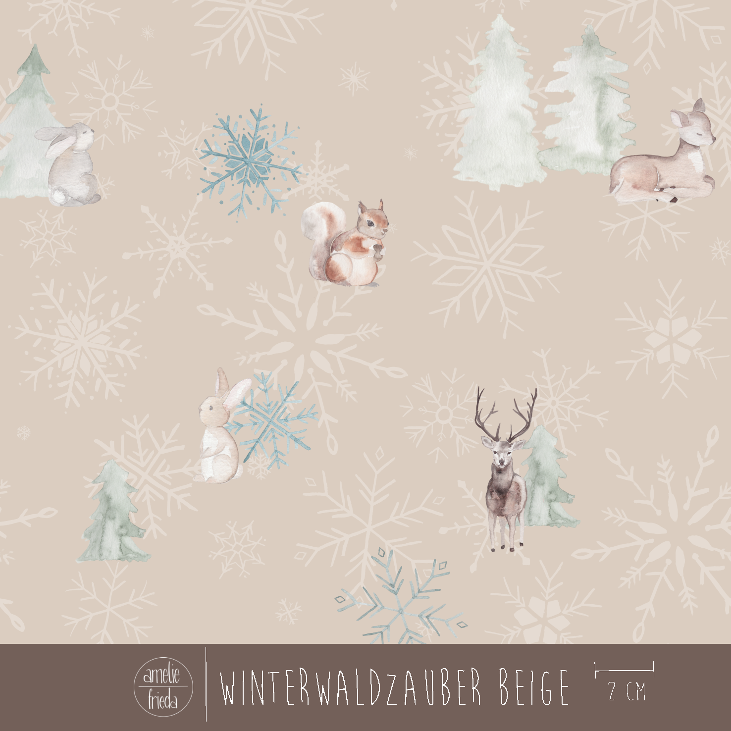 Bio Stoff - Winterwaldzauber beige