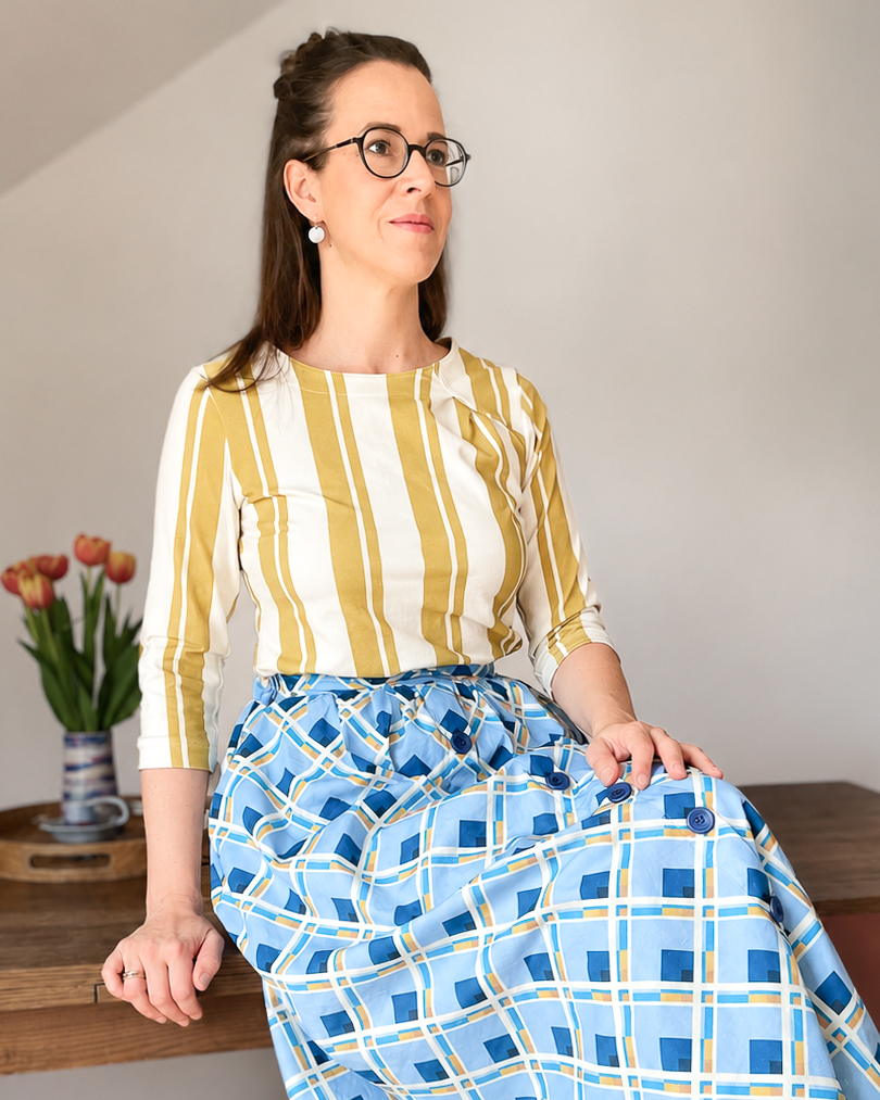 Organic fabric - Streifen Sommerwiese green
