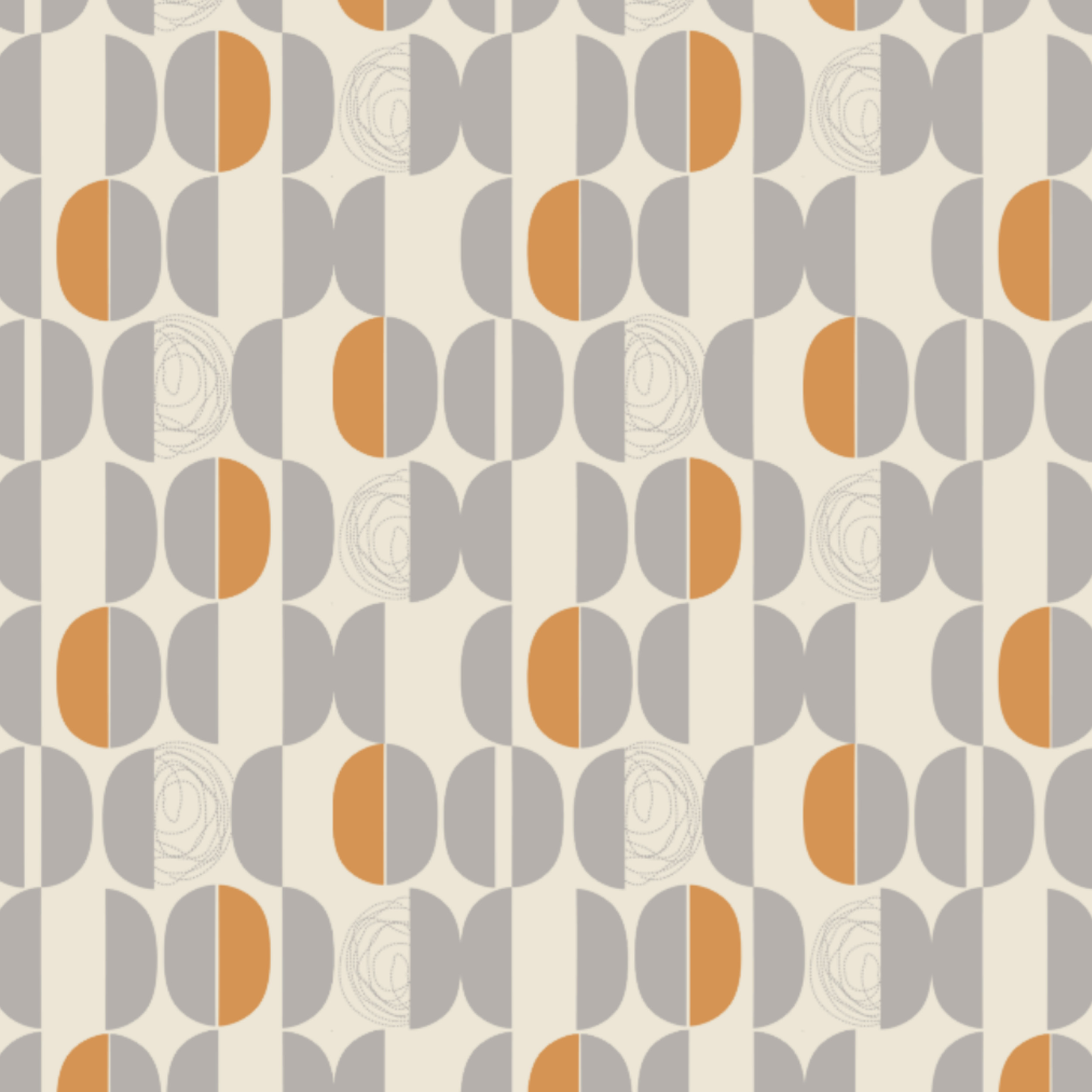 Bio Stoff - Geometric Evergreen Semicircles grau