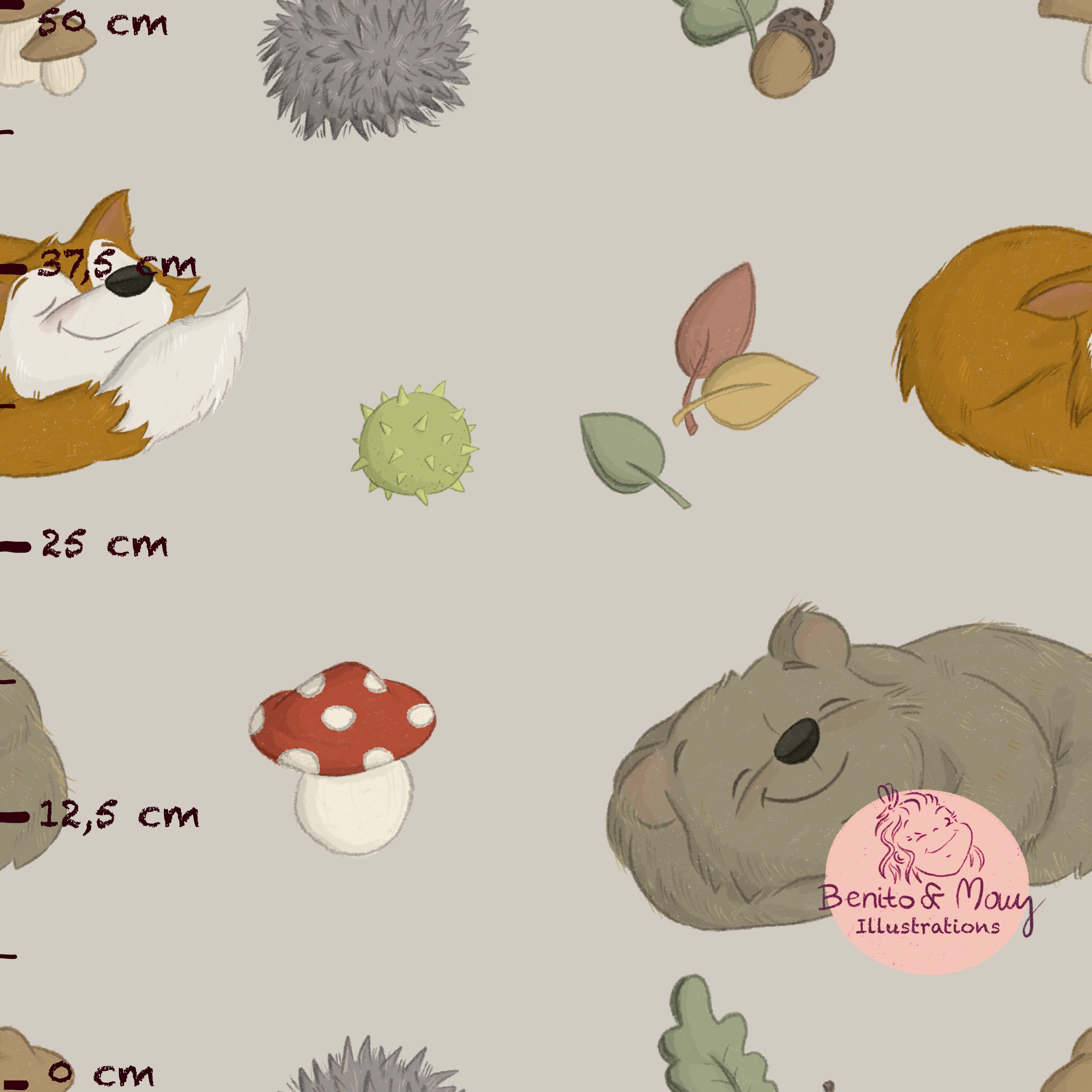 Bio Stoff - Waldtraeume Graubraun Gross von Benito Und Maus Illustrations in grau