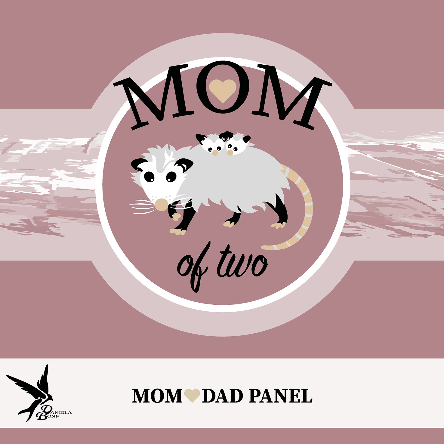 1,00 m Panel Mom of Two Opossum Rosa