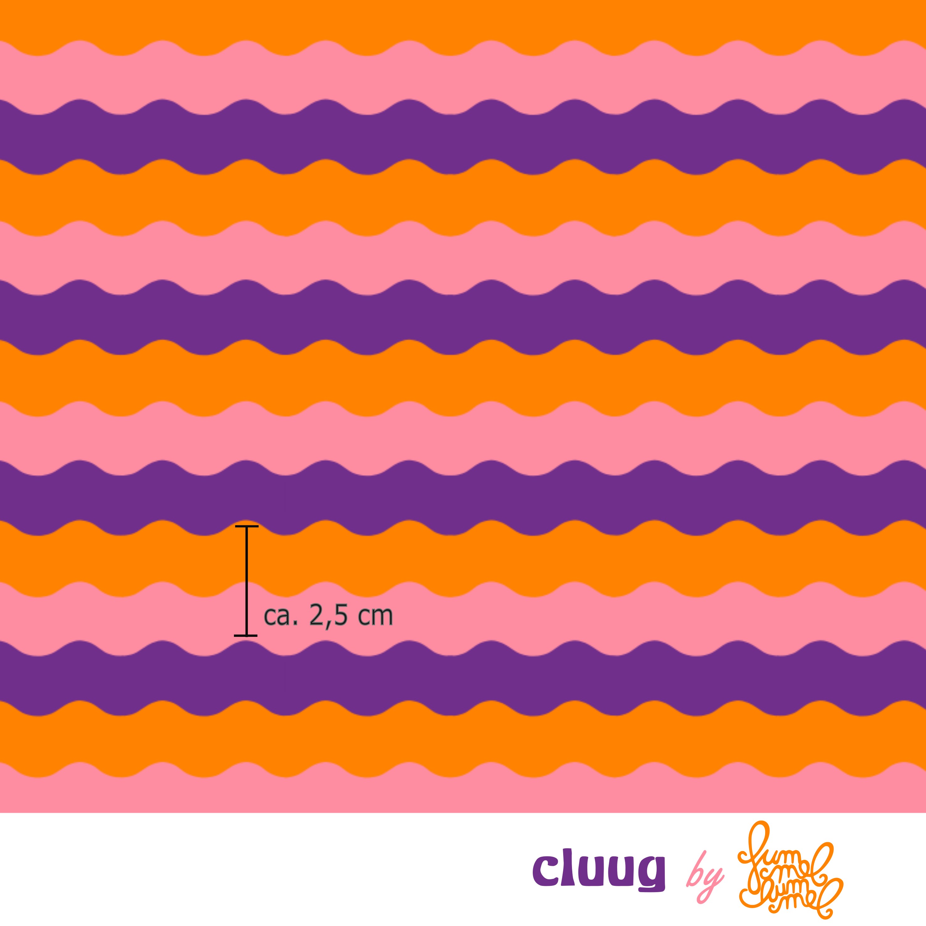 Bio Stoff - Cluug Pflaume Klein von Fummelhummel in orange-lila-rosa