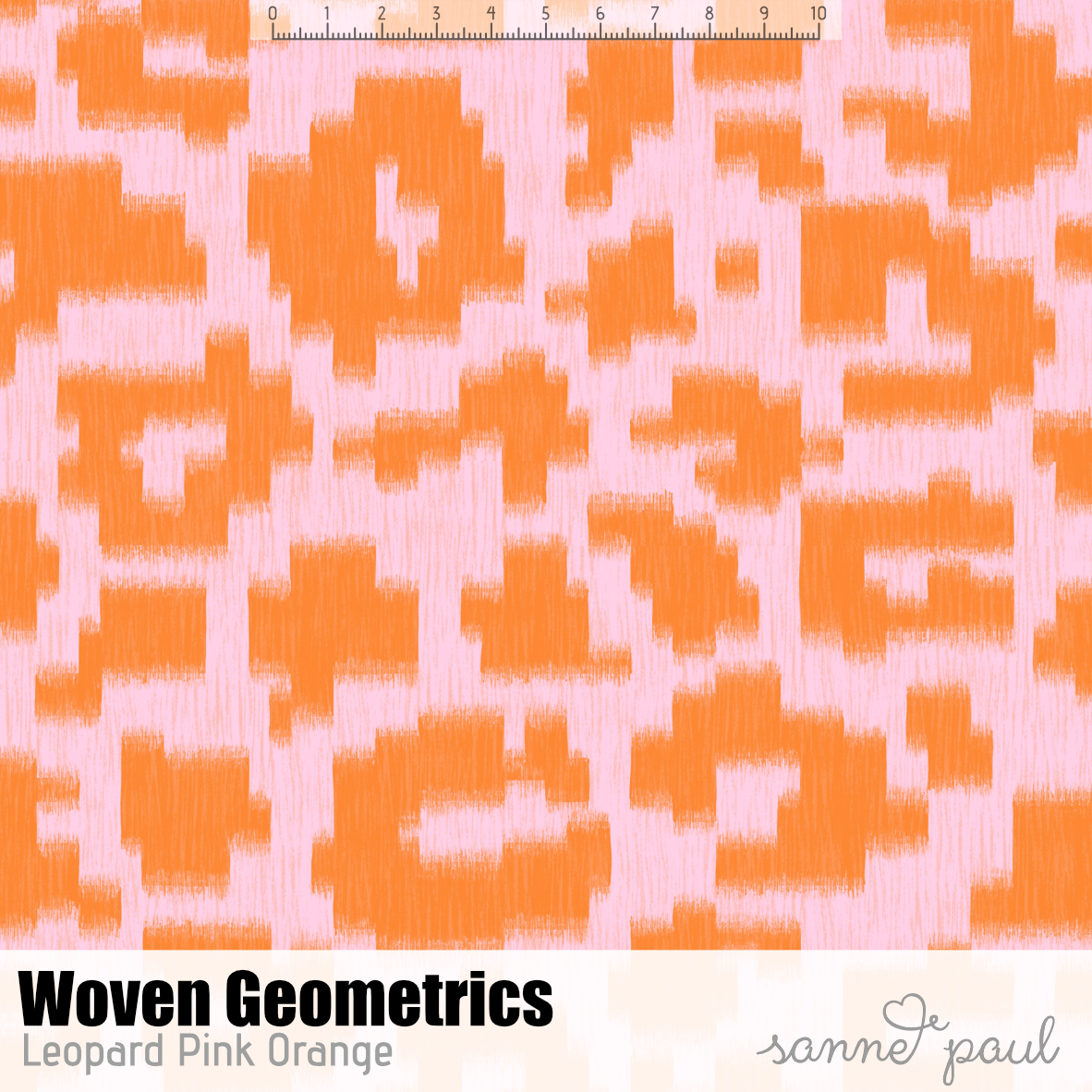 Bio Stoff - Woven Geometrics Leopard pink, orange
