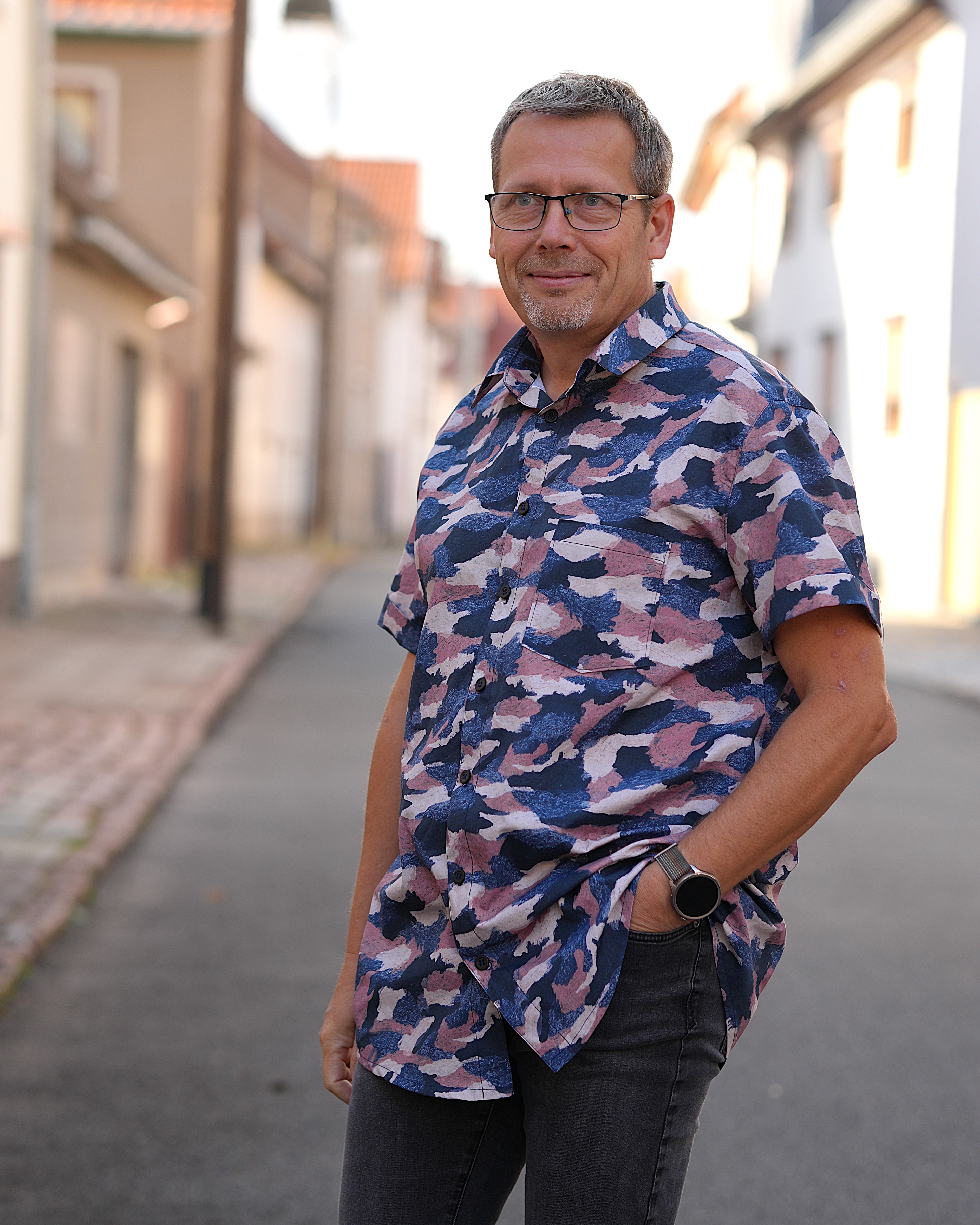 Bio Stoff  - Painted Camouflage blau