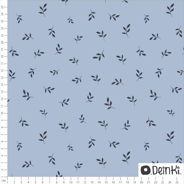 Bio Stoff - Gluehwuermchen Blaetter Blau von Deinki in blau