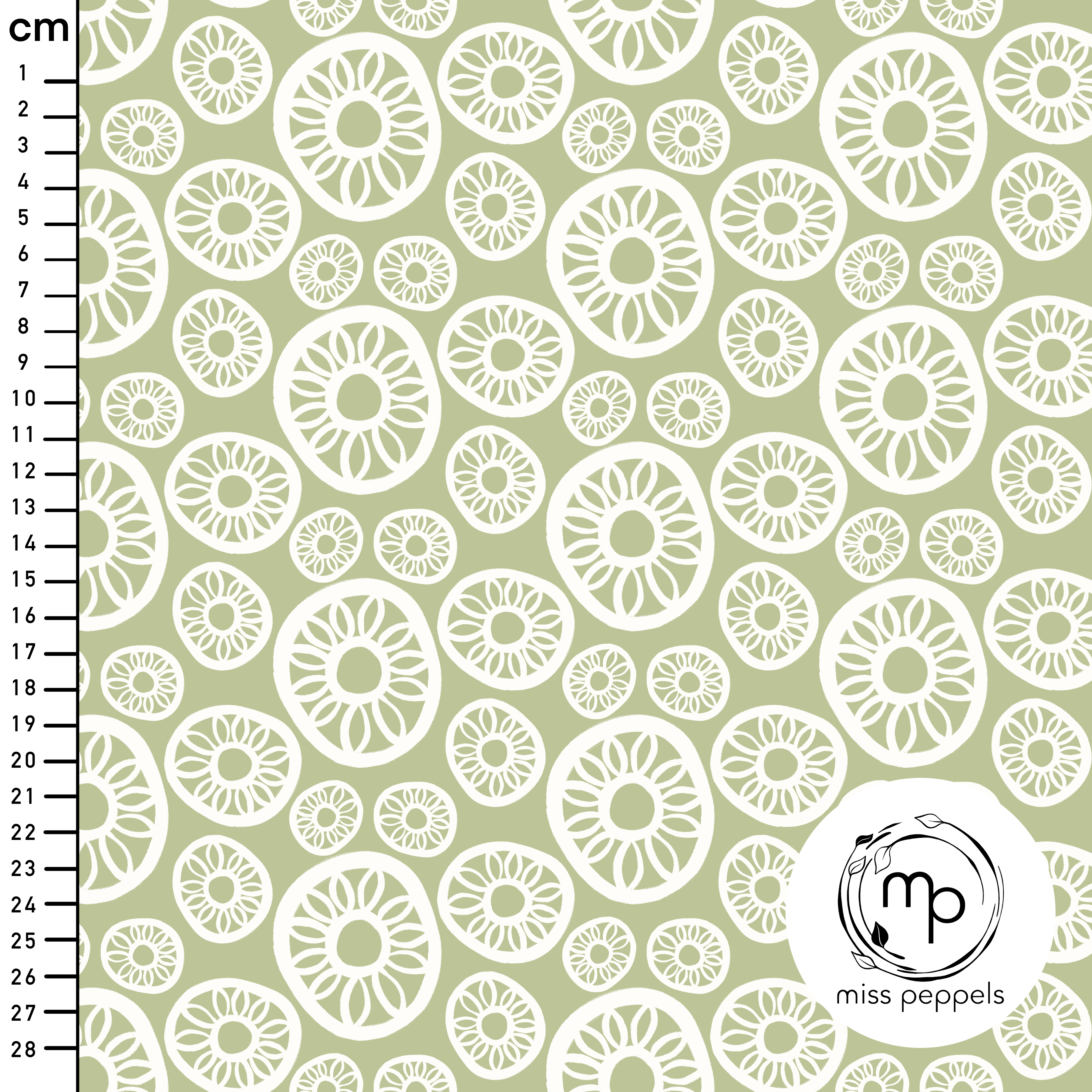 Bio Stoff  - Blumen Stempel grün