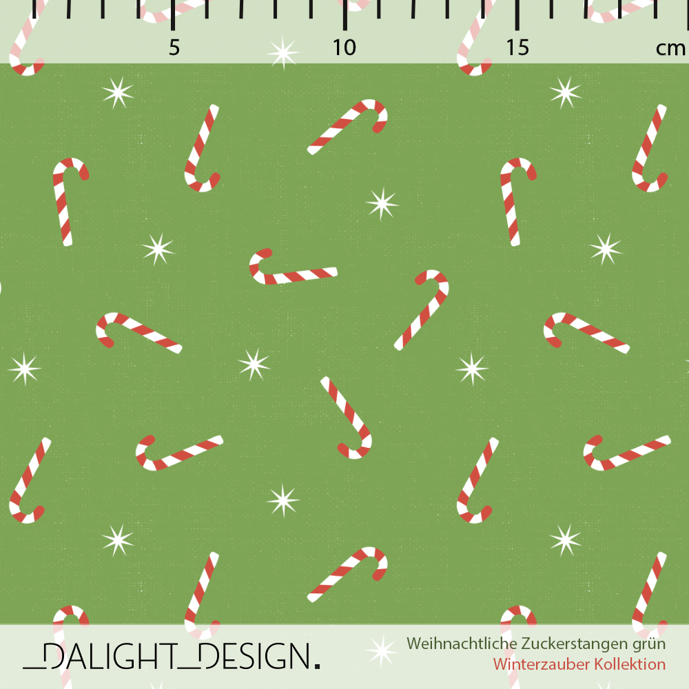 Bio Stoff - Weihnachtliche Zuckerstangen grün 