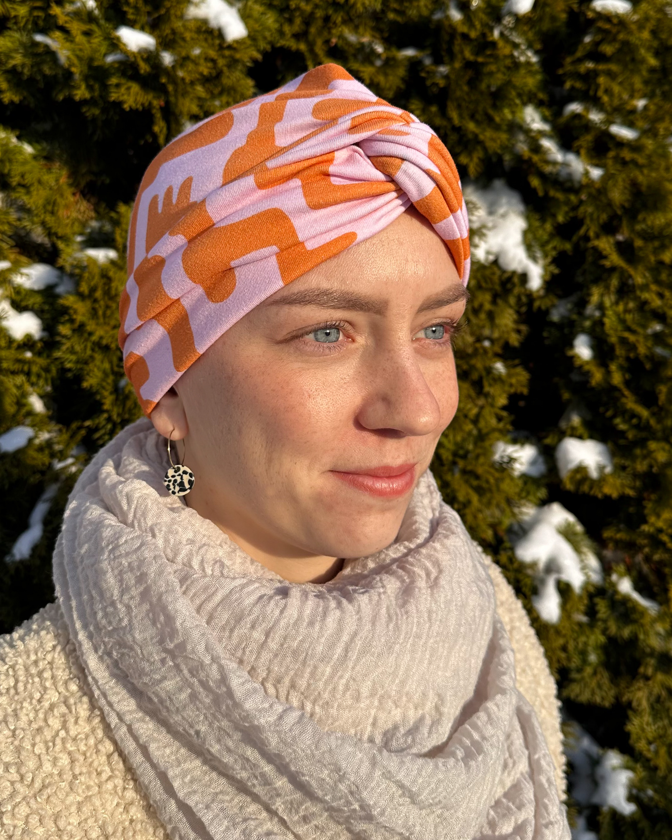 Bio Stoff - Groovy Shapes Crocodile Vibes Big Pink Orange 