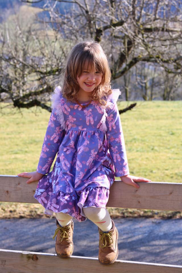Bio Webware Stoff  -  Ballettschuhe  - LilleSelection, blau, 100% Bio-Baumwolle