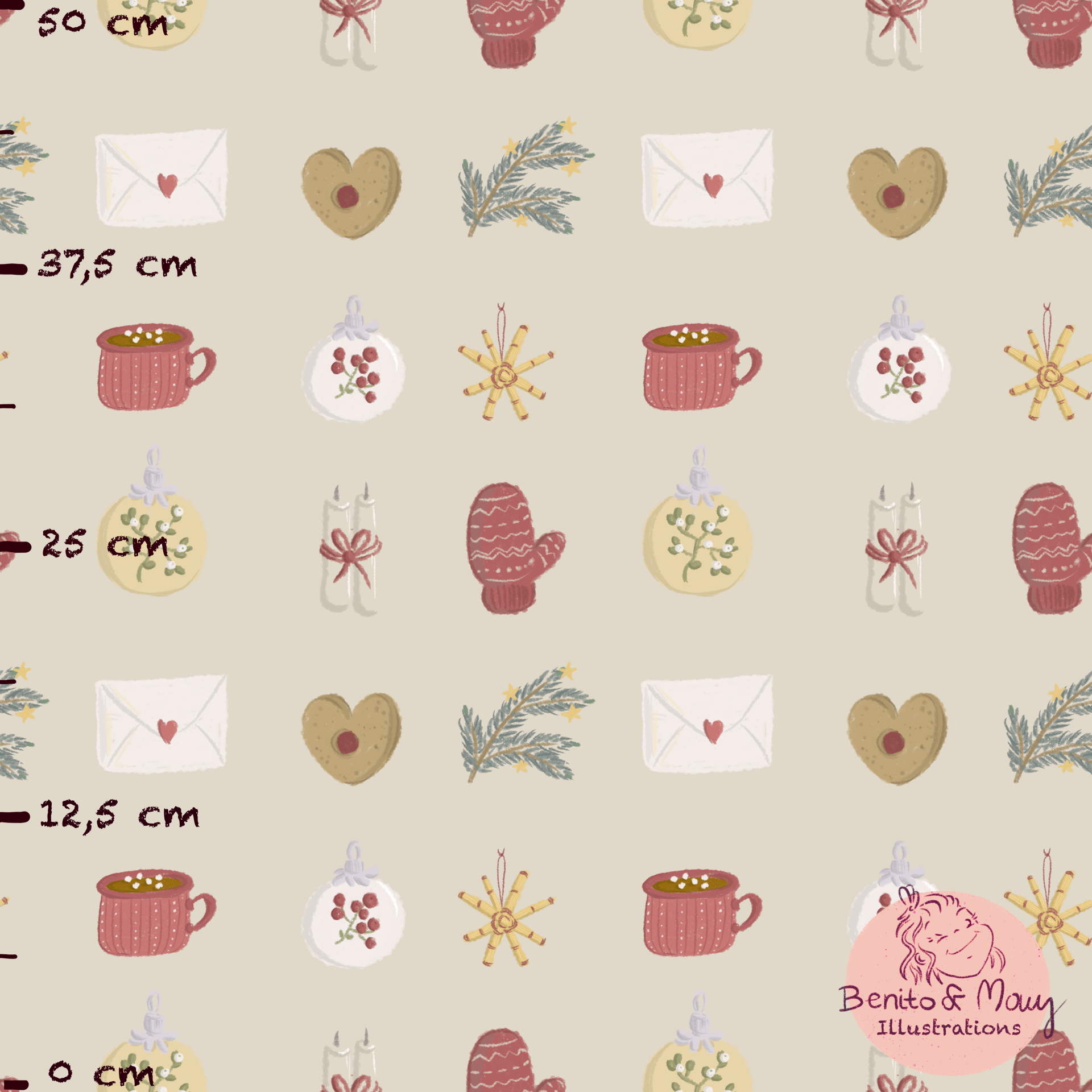 Bio Fabric - Christmas Joy beige, large