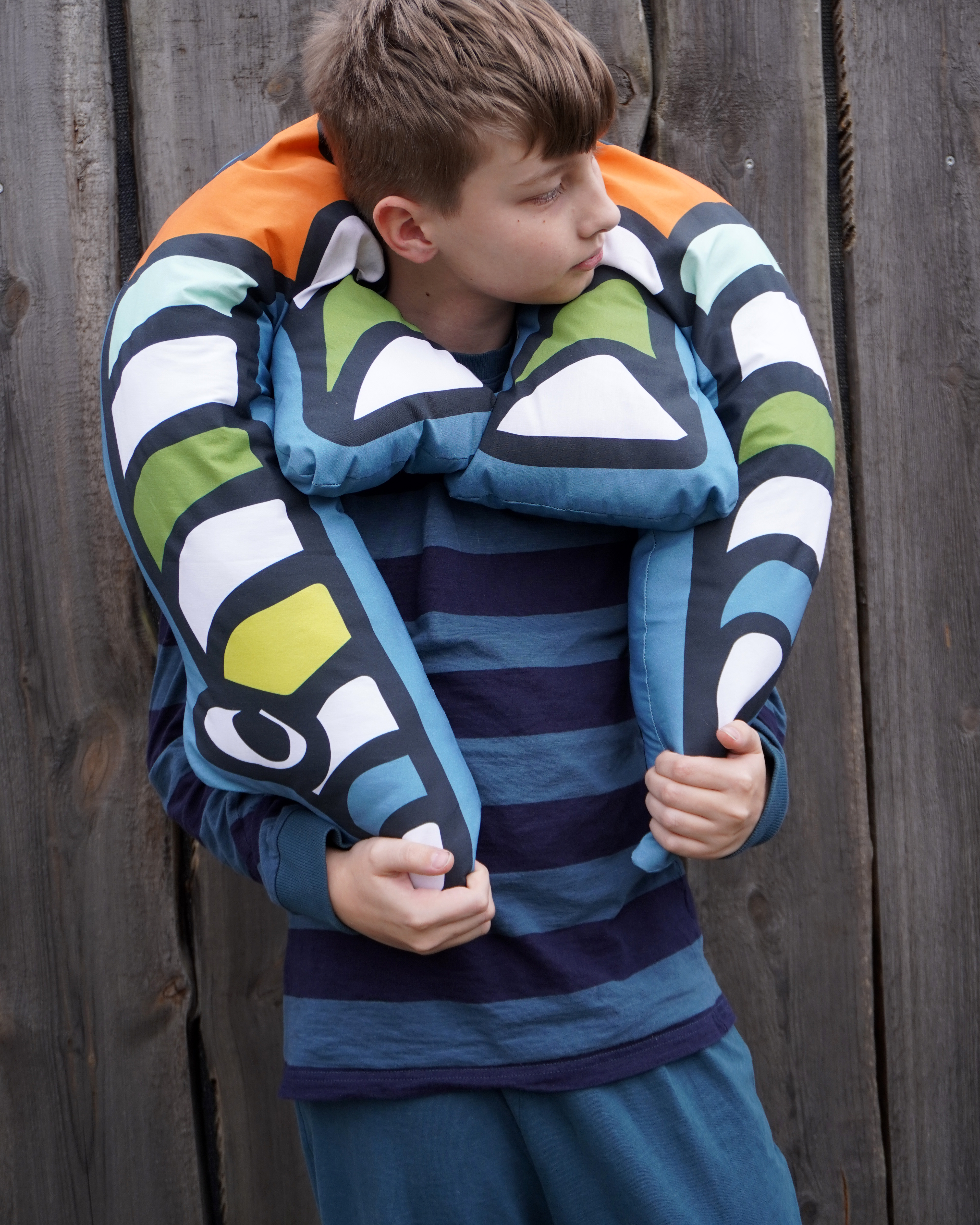 Organic fabric -  Anteater Pillow 1m Panel blue, yellow