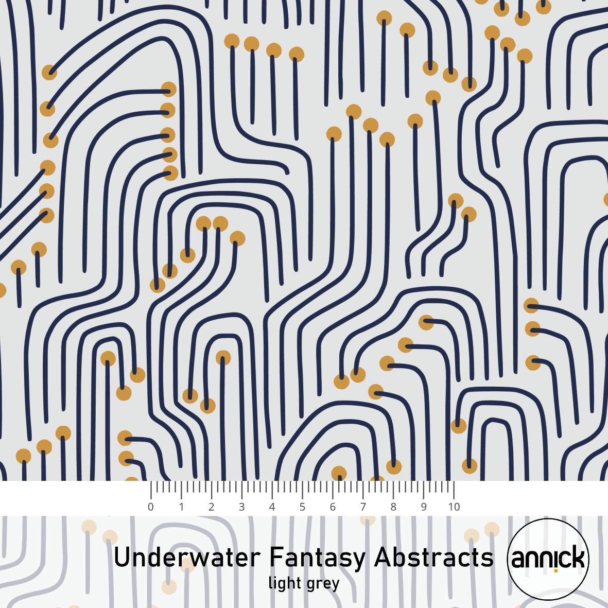 Bio Summersweat Stoff  - Underwater Fantasy Abstracts Light Grey - Annick, creme, Geometrische Muster Breite 150 cm