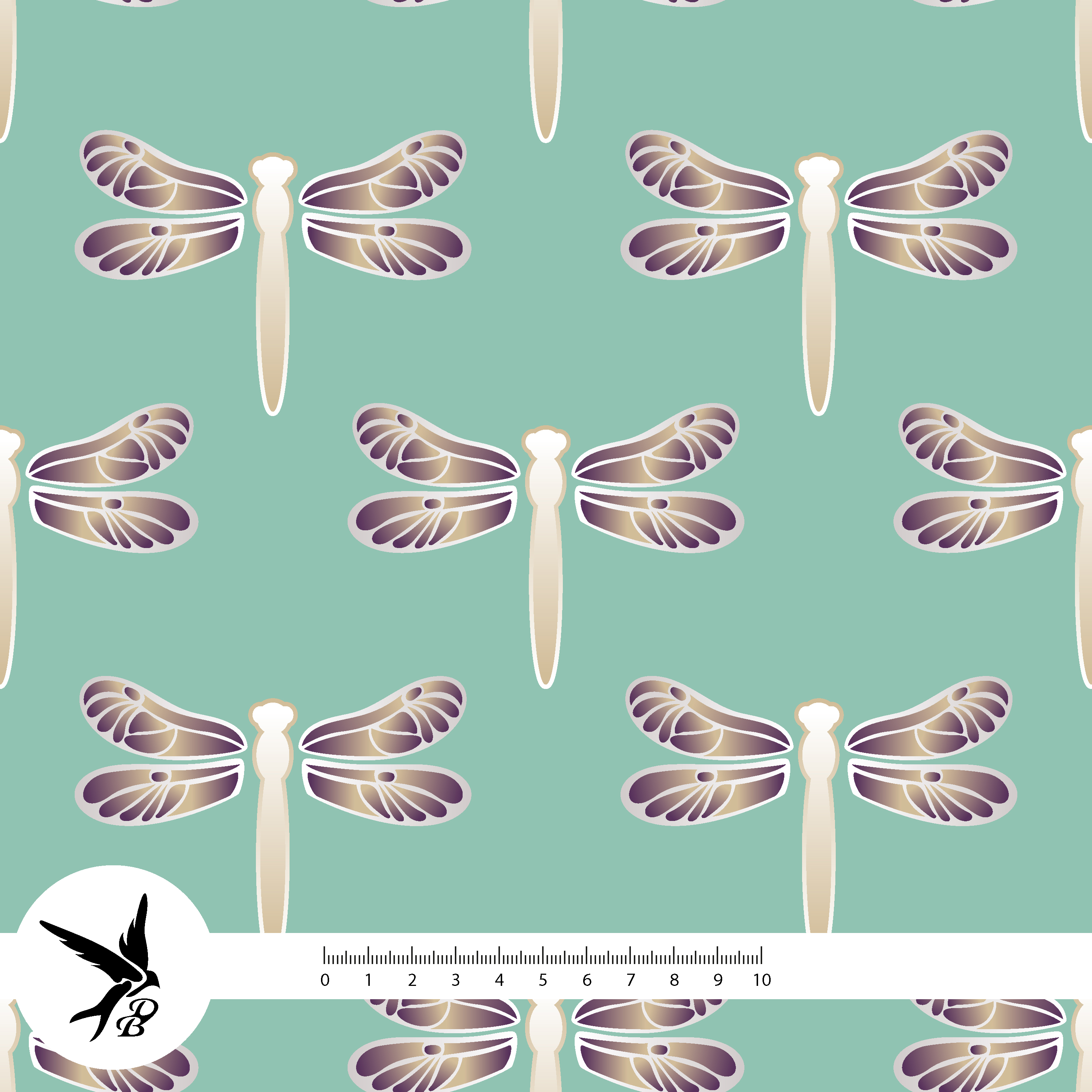 Bio Stoff - Libellen Mint von Daniela Bonn in mint
