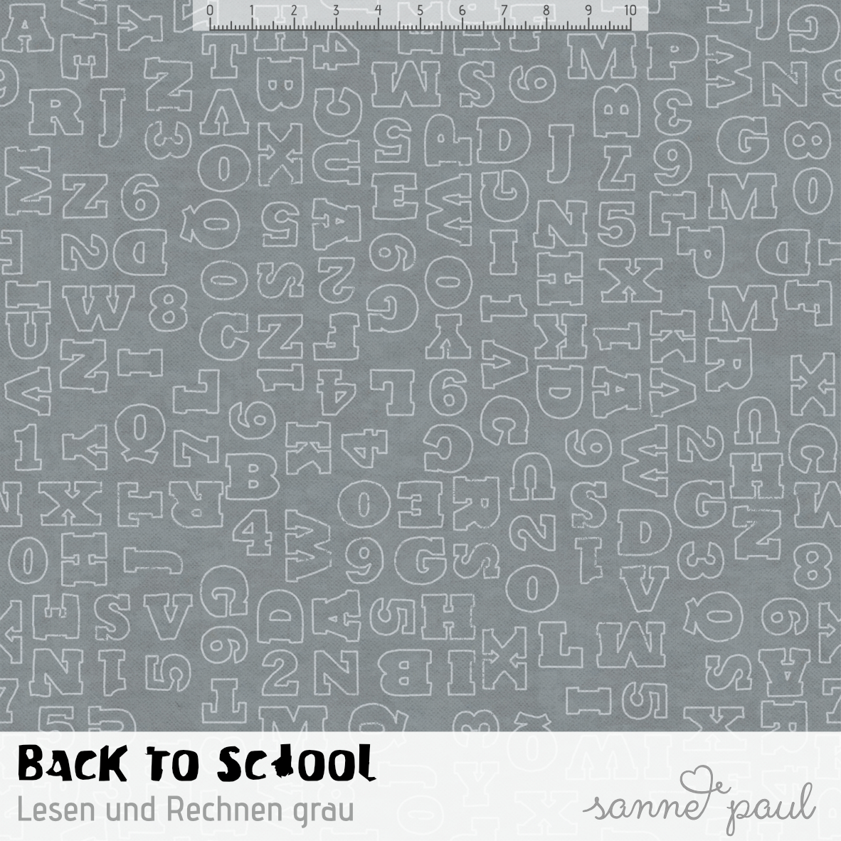 Bio Stoff - Back To School Lesen Und Rechnen Grau von Sanne Paul in grau