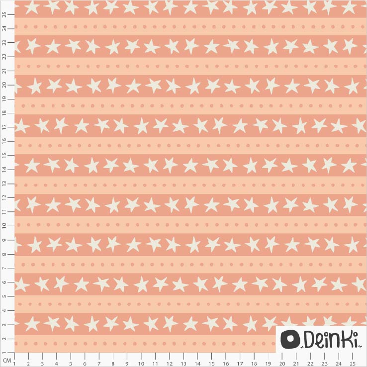 Bio Fabric - Lines and Stars Salmon by Deinki in orange
