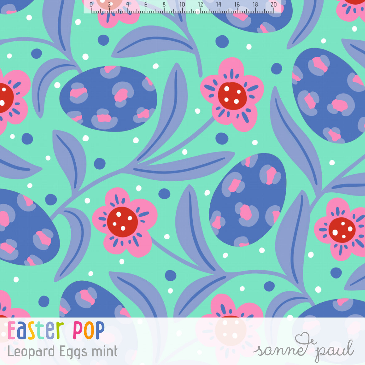Bio Stoff  - Easter Pop Leopard Eggs Mint - SannePaul, mint, Ostern