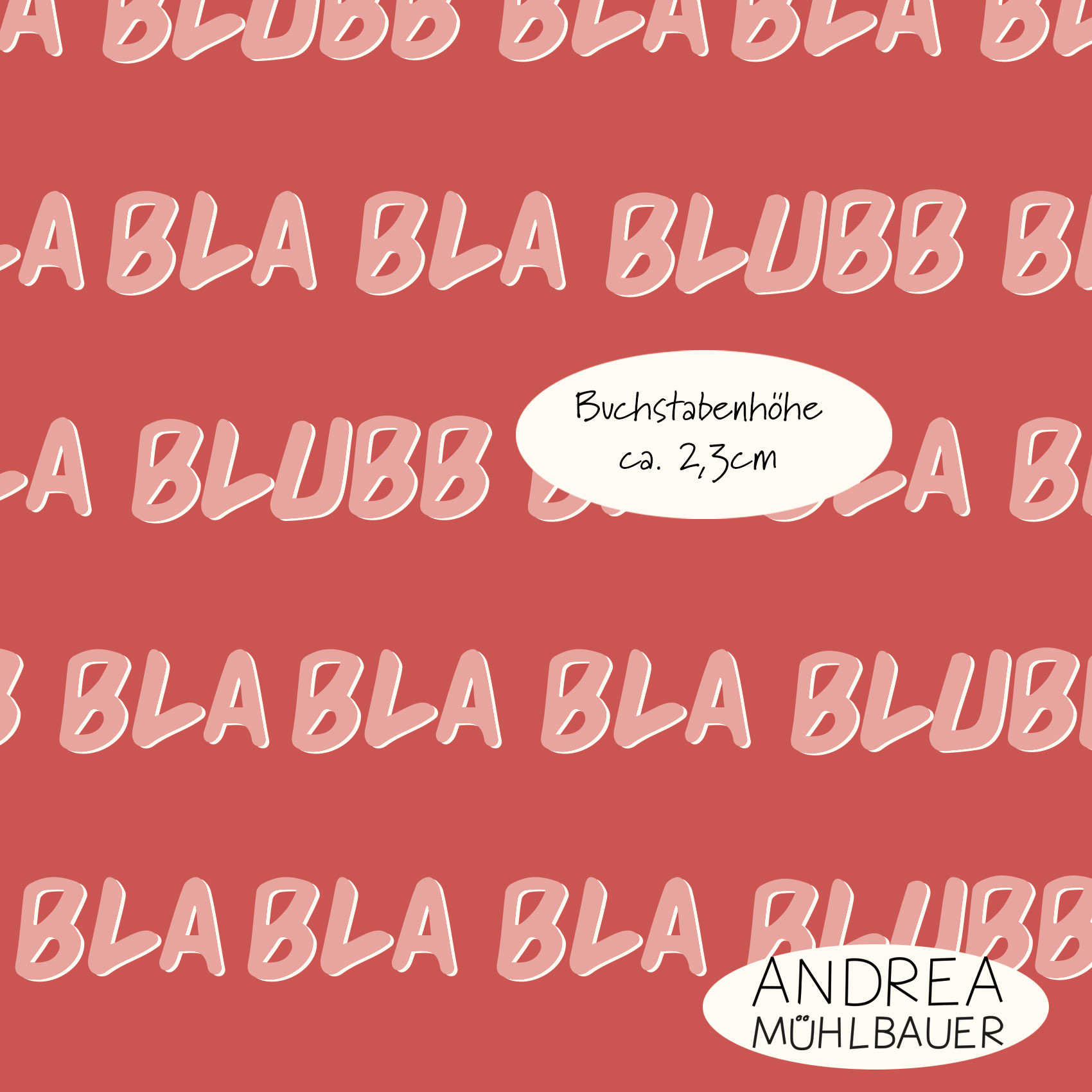 Bio Webware Stoff  - Bla Bla Blubb Rot - AndreaMuehlbauer, Rot, Schrift, 100% Bio-Baumwolle