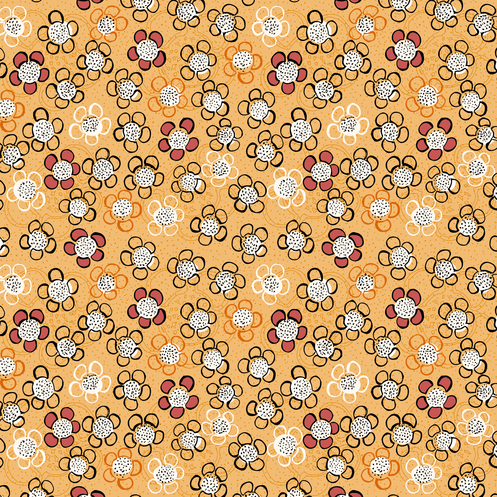 Bio Stoff  -  Tausend Blümchen orange