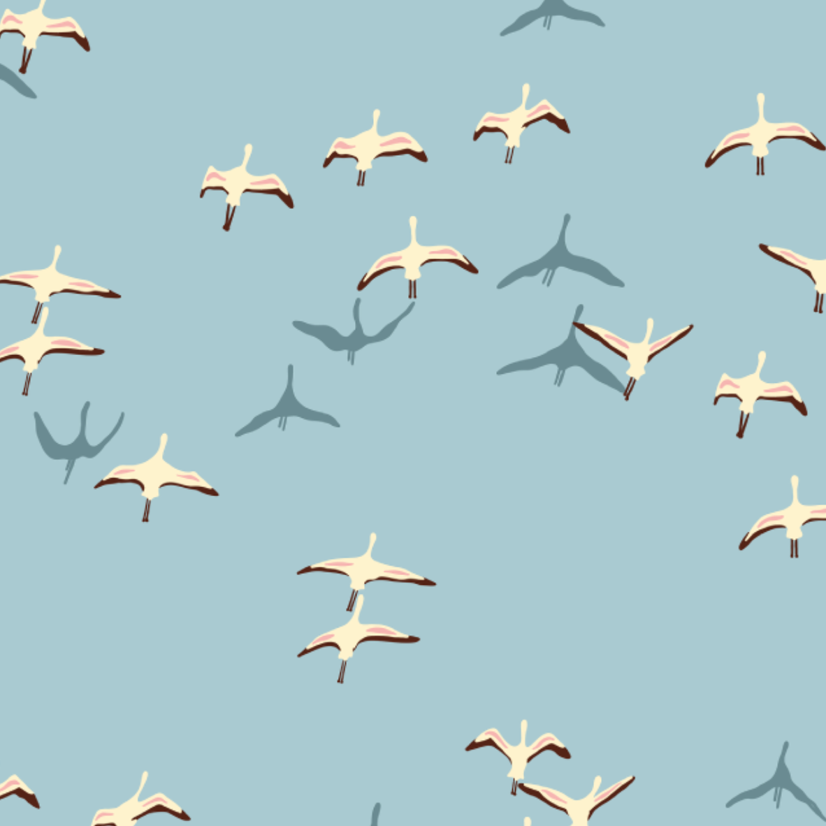 Organic fabric - Safari Luxe Flamigos sky blue