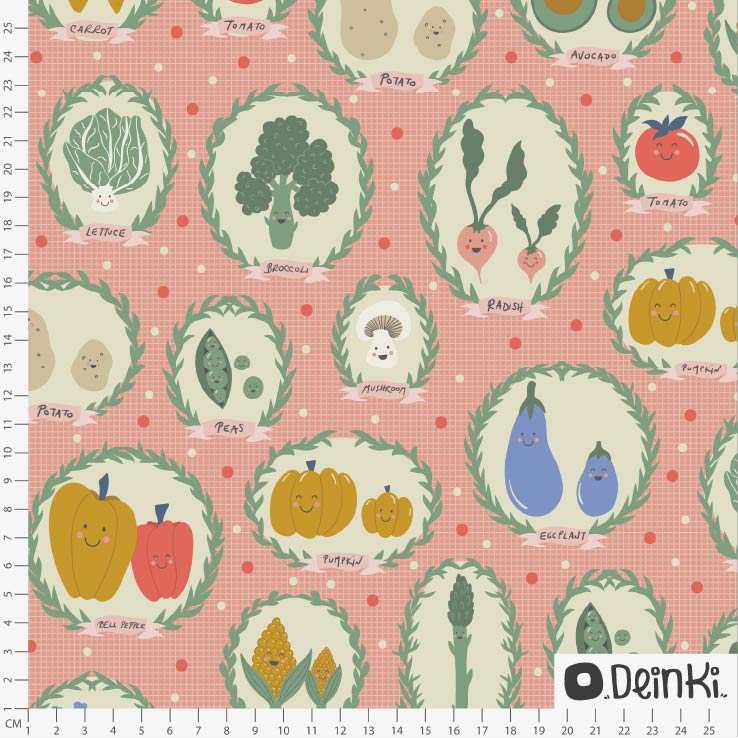 Bio Stoff  - Veggies Rosa - Deinki, rosa, Kinder, Essen