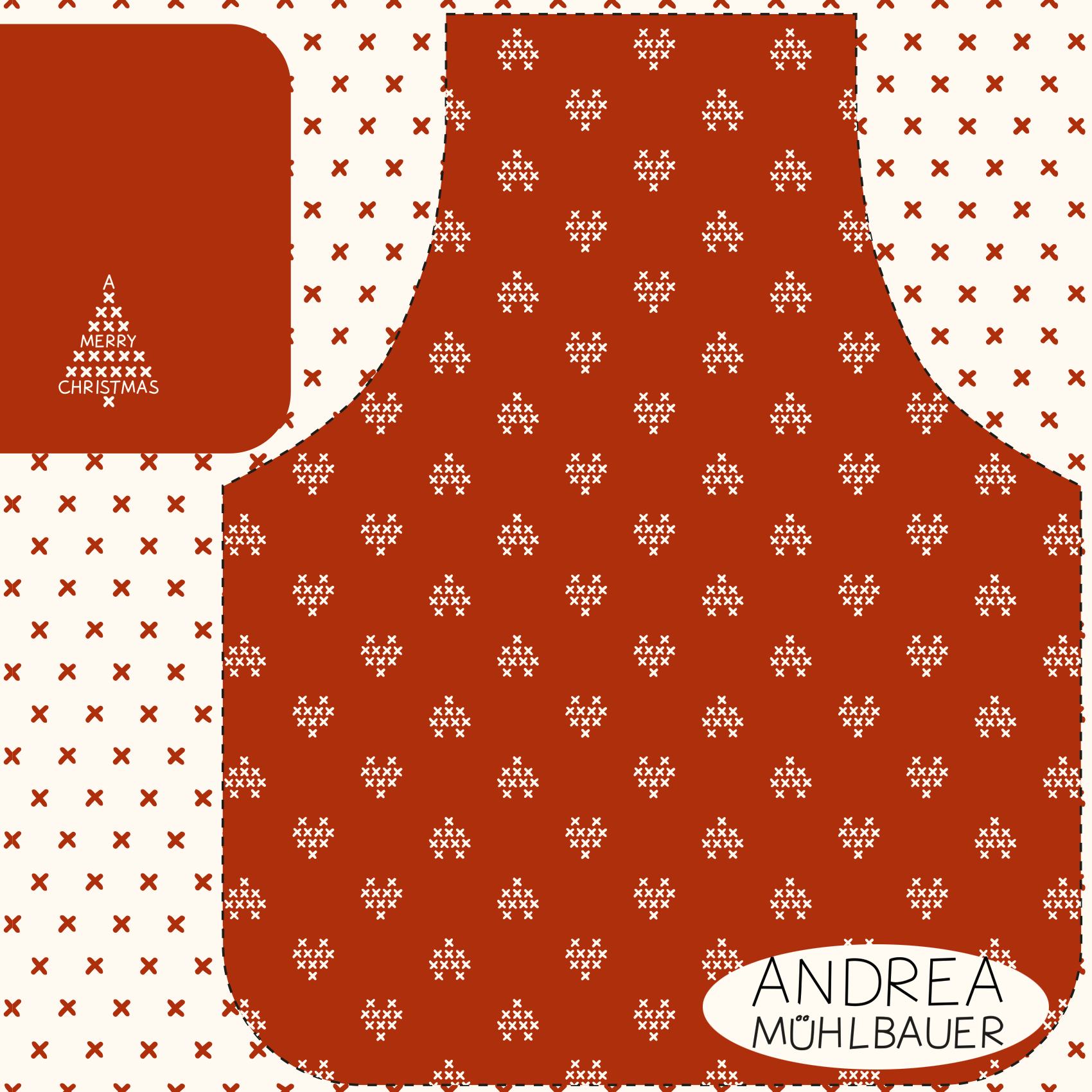 Bio Stoff - 50 cm Panel Kinder Backschürze Mit Handschuhen Rot von Andrea Muehlbauer