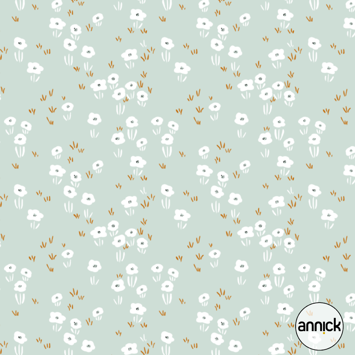 Bio Stoff - Goose Flowers Mint von Annick in mint Bio Stoff - Goose Flowers Mint von Annick in mint