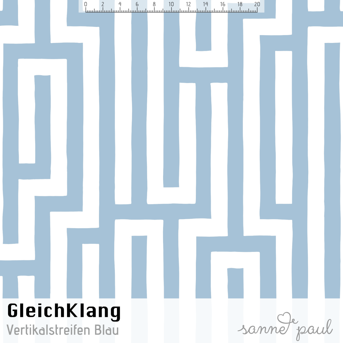 Bio Stoff - Gleichklang Vertikalstreifen blau