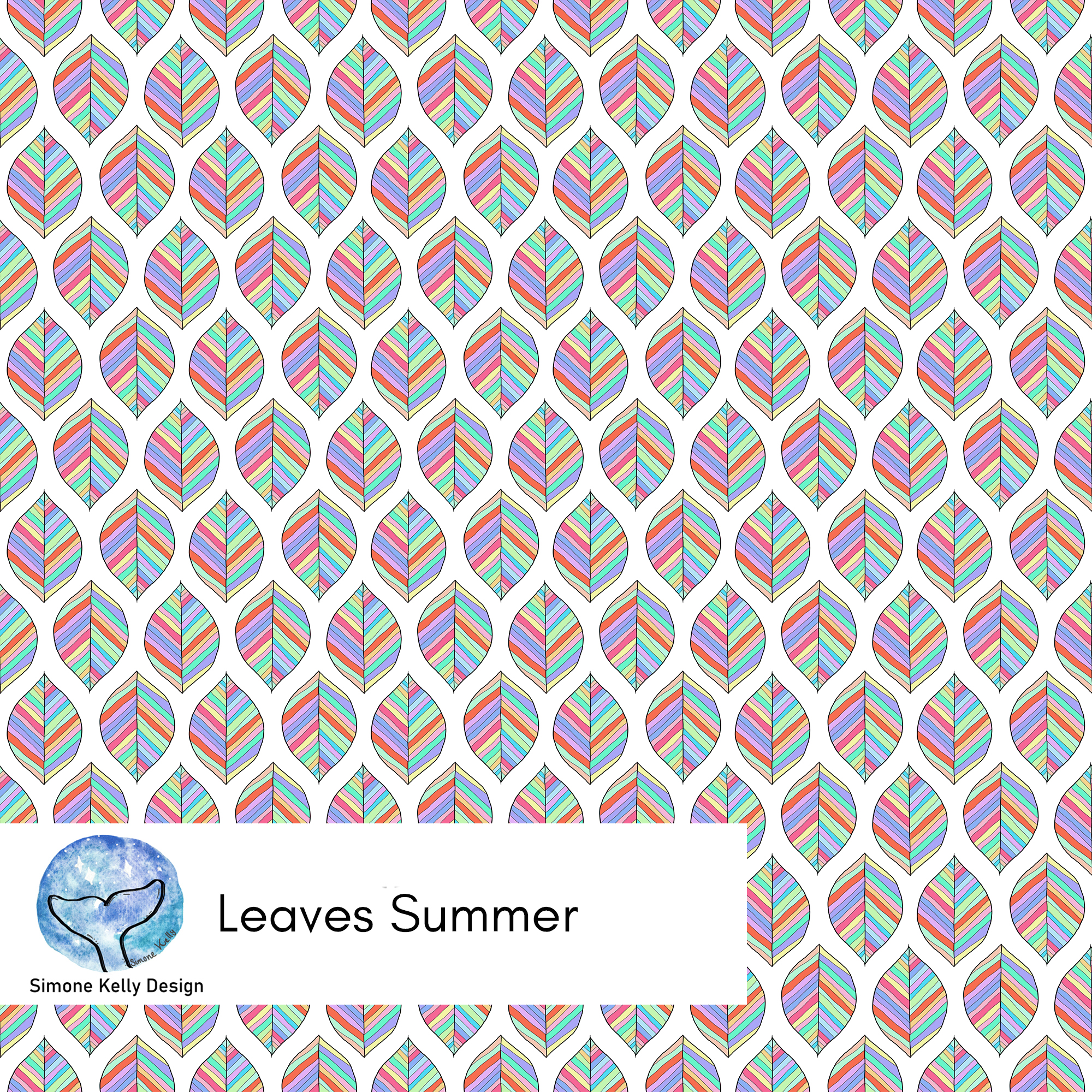 Bio Stoff - Leaves Summer by Simone Kelly in colorful