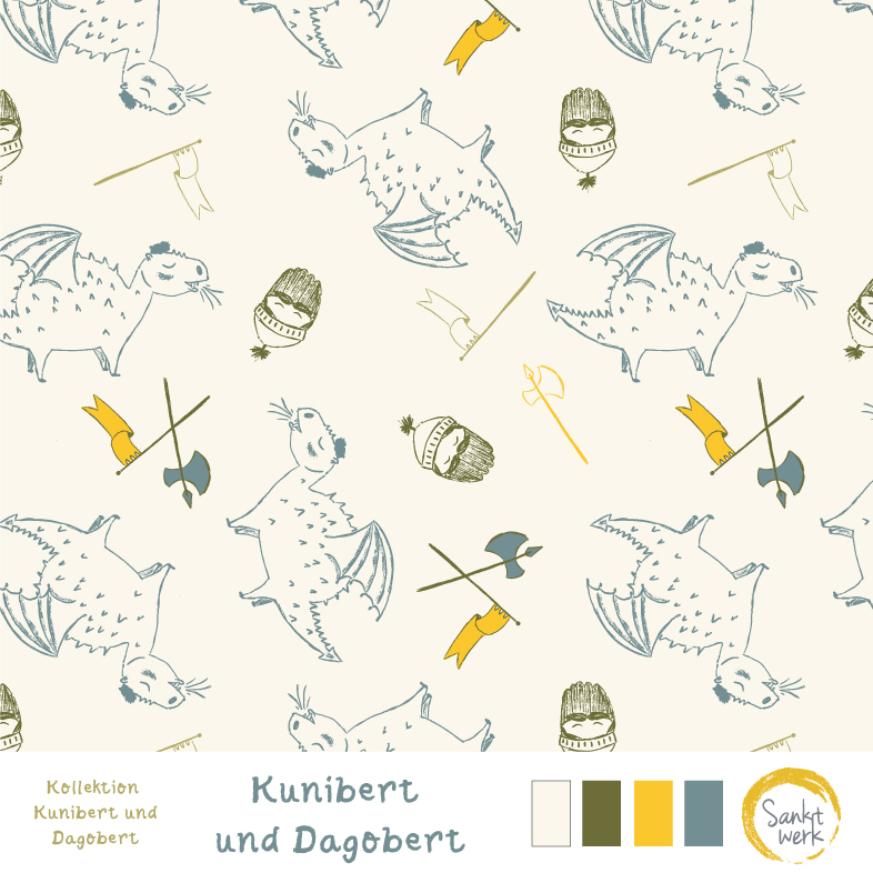 Bio Stoff  -  Kunibert und Dagobert  - Sanktwerk, Fantasy, creme
