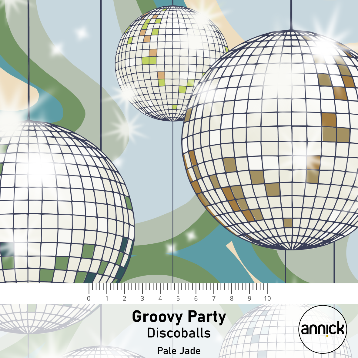 Bio Fabric - Groovy Party Discoballs Pale Jade 
