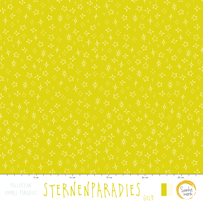 Organic Fabric - Star Paradise Yellow by Sanktwerk in yellow