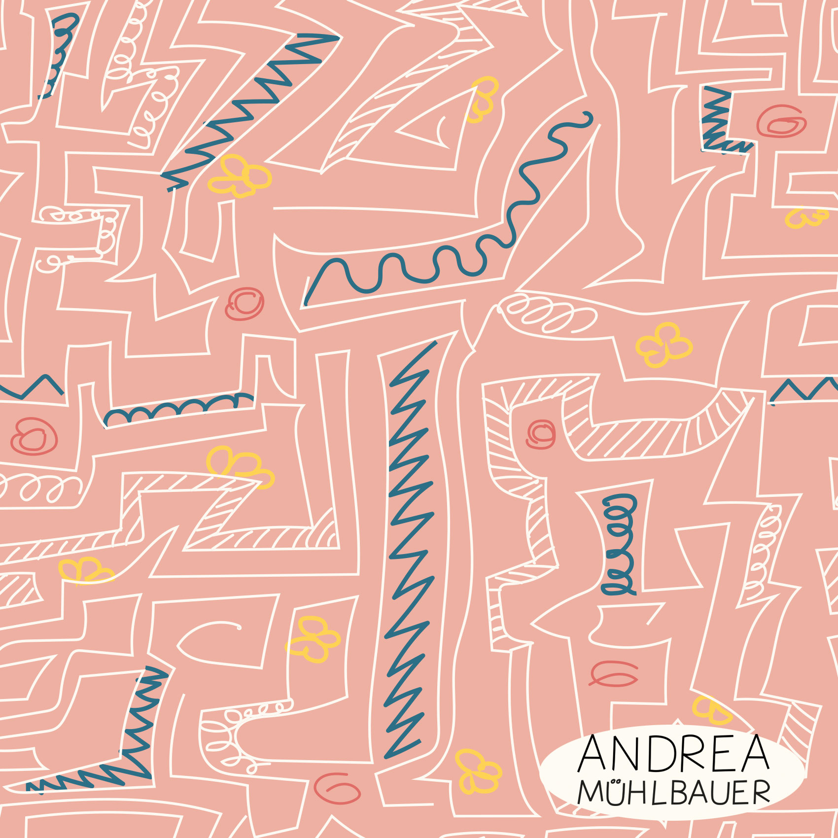 Bio Stoff  - Labyrinth Pink - AndreaMuehlbauer, rosa, Geometrische Muster