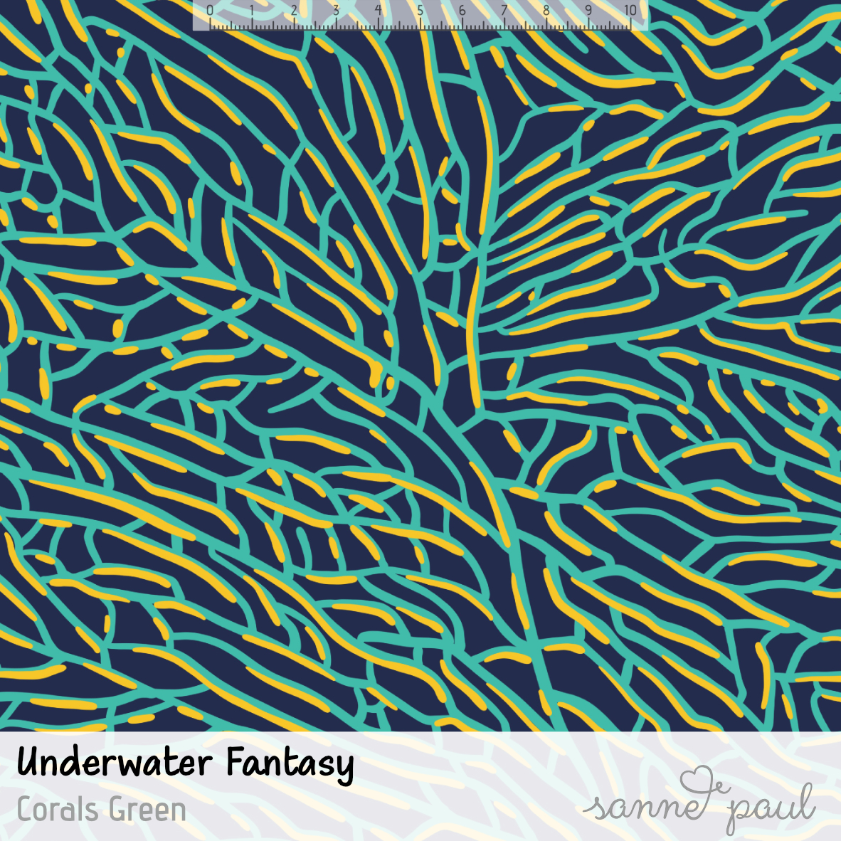 Bio Fabric - Underwater Fantasy Colorful Life by Sanne Paul in blue