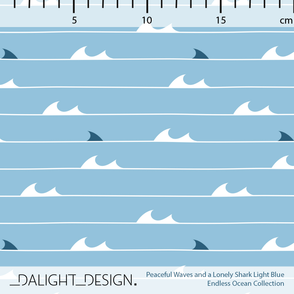 Bio Stoff - Peaceful Waves And A Lonely Shark Light Blue von Dalight Design in blau