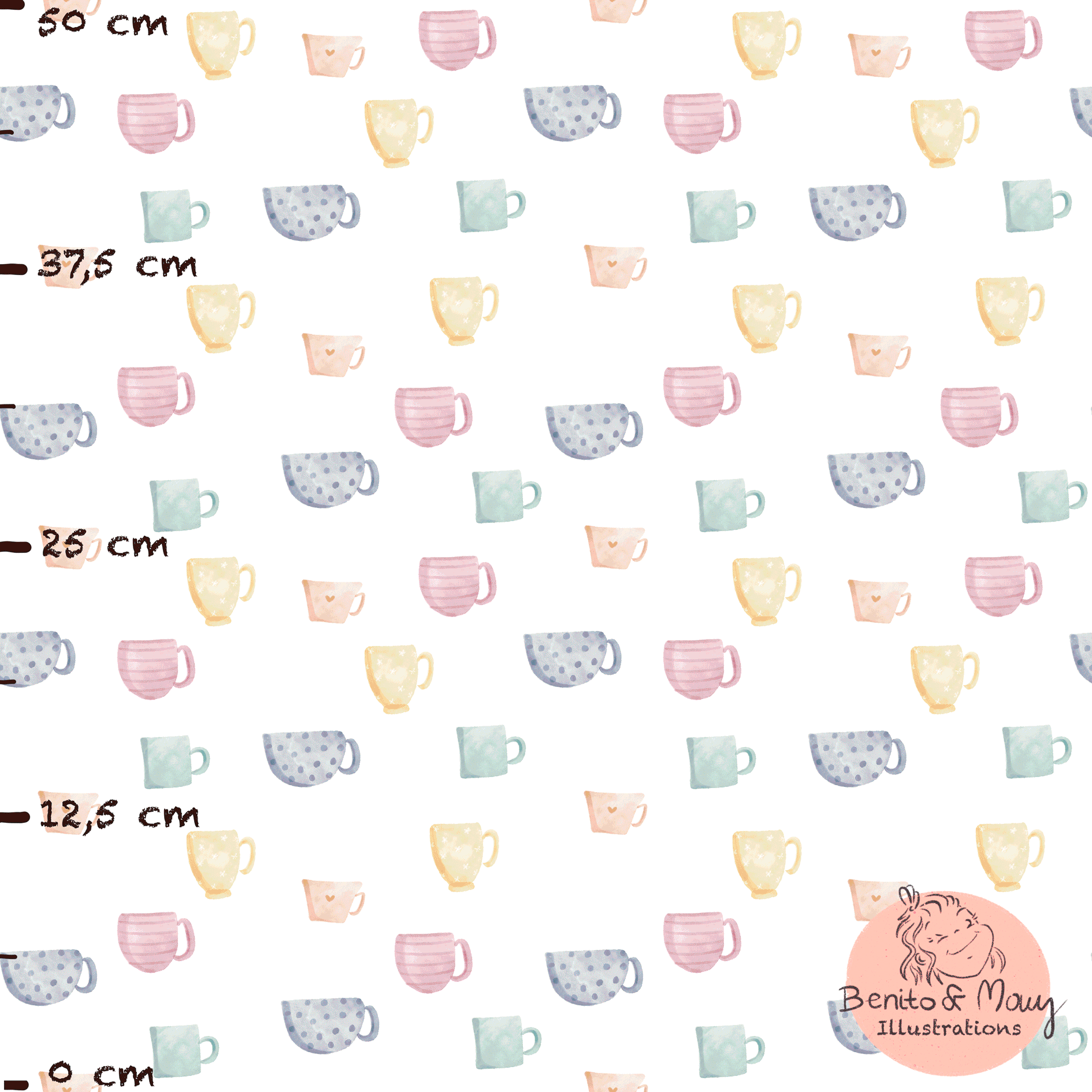 Bio Fabric - My Cup Of Tea by Benito & Maus Illustrations in colorful