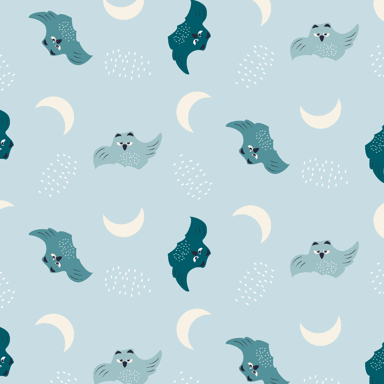 Bio Webware Stoff - Eulen und Mond Hellblau - EviRoiderDesign, Tiere, blau, Halloween, 100% Bio-Baumwolle Bio Webware Stoff - Eulen und Mond Hellblau - EviRoiderDesign, Tiere, blau, Halloween, 100% Bio-Baumwolle