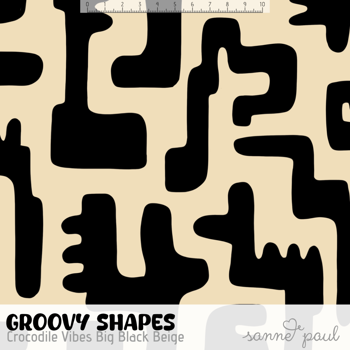 Bio Stoff - Groovy Shapes Crocodile Vibes Big schwarz, beige