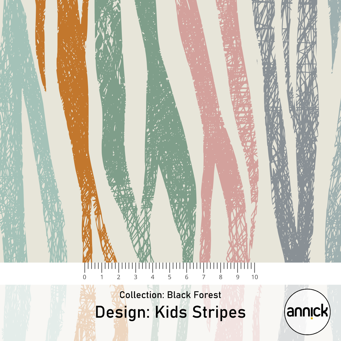 Bio Stoff  -  Kids Stripes  - Annick, Wald, Tierfellmuster, creme