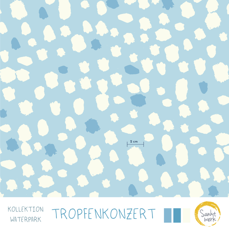 Bio Stoff  -  Tropfenkonzert  - Sanktwerk, Abstrakt, blau, weiß