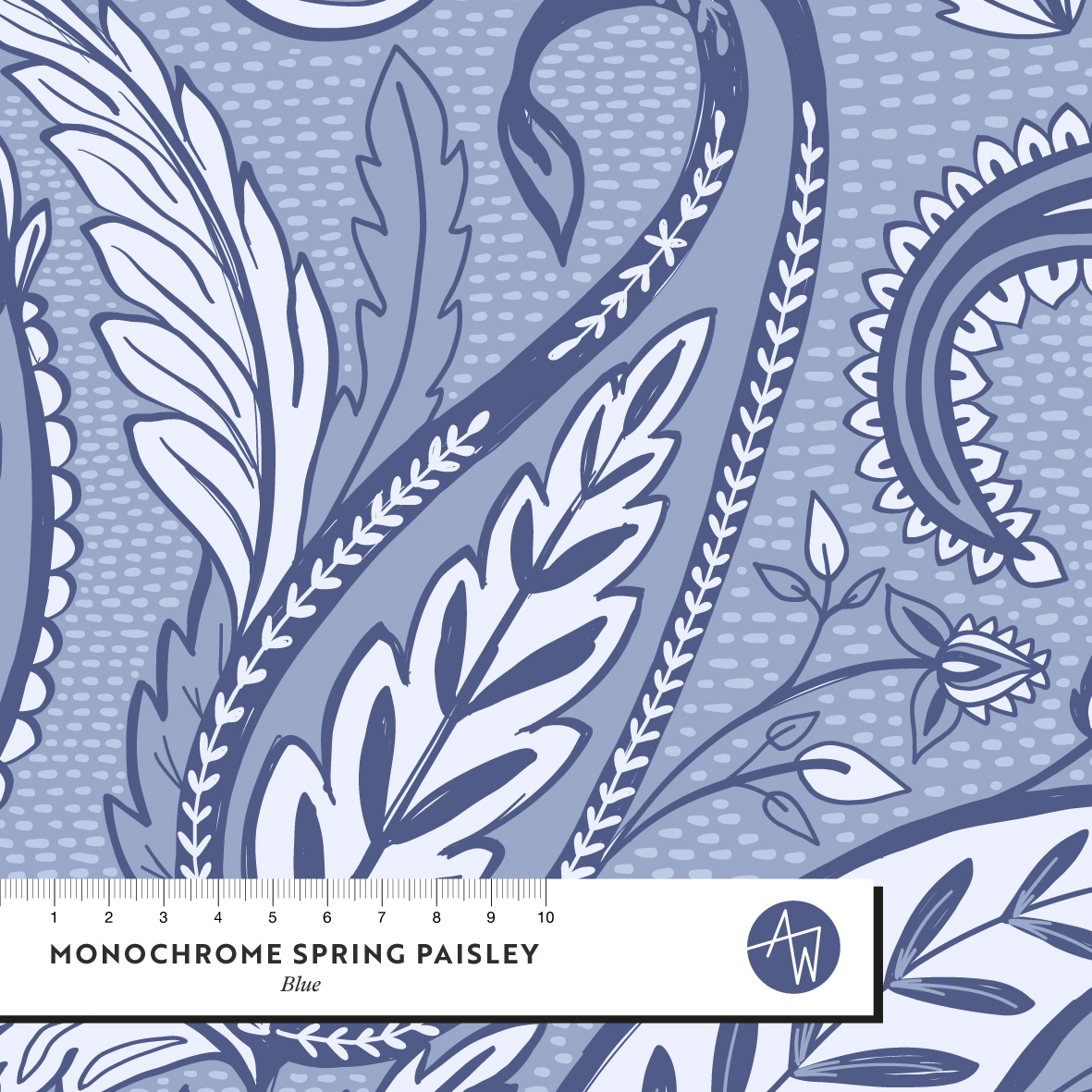 Bio Stoff  - Monochrome Spring Paisley Blue - AlexandraWeise, blau, Paisley