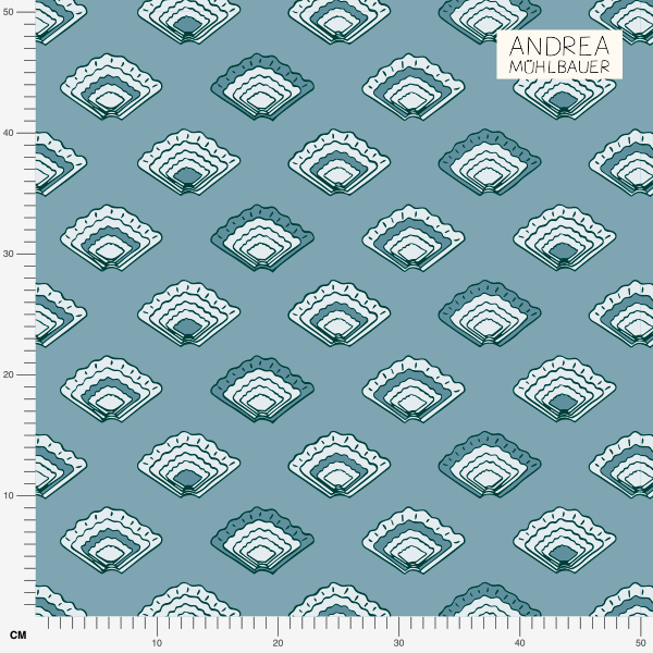 Organic fabric  - Nordic Breeze Muscheln blue
