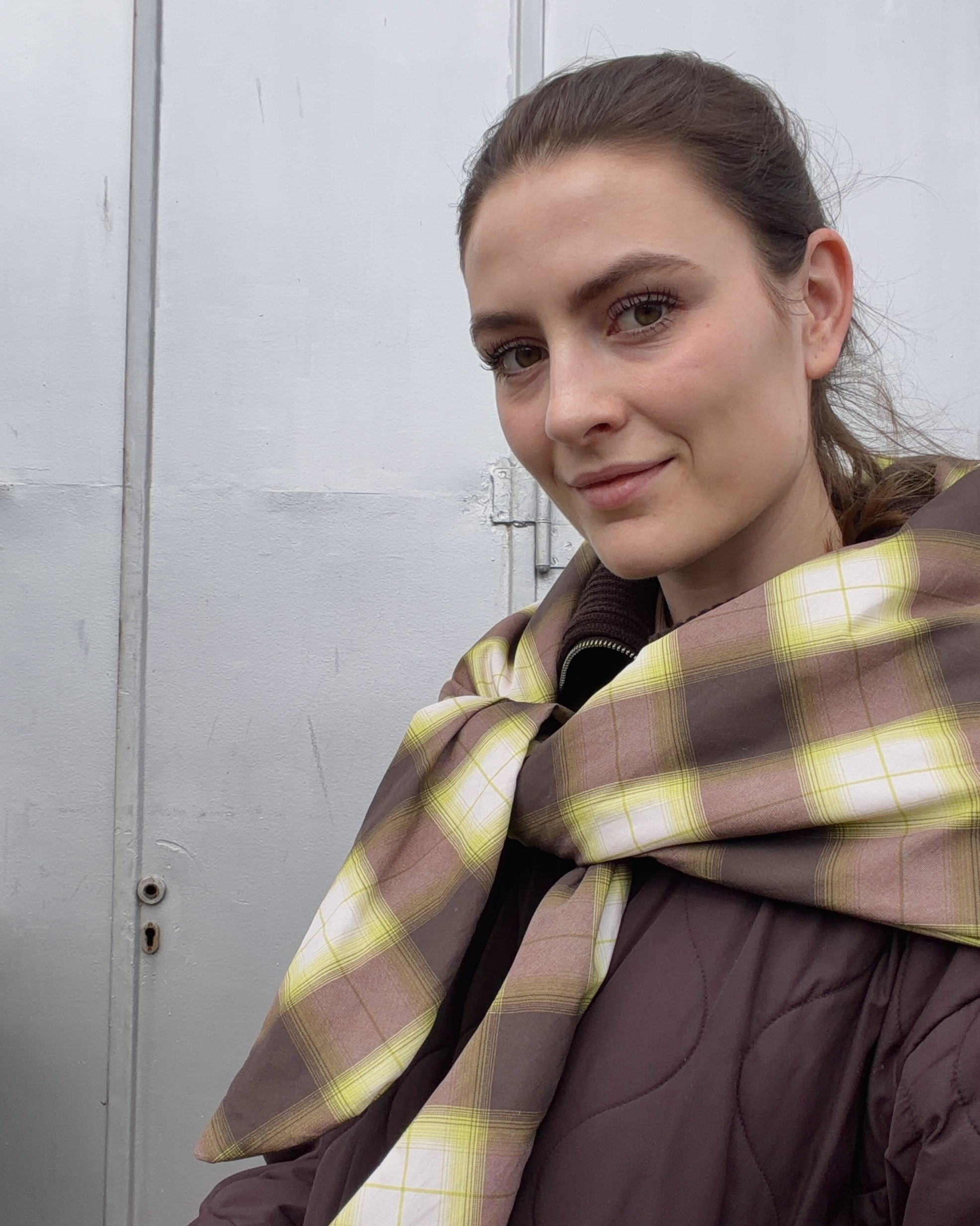 Organic fabric  - Cozy Shadow Plaid brown - Alexandra Weise