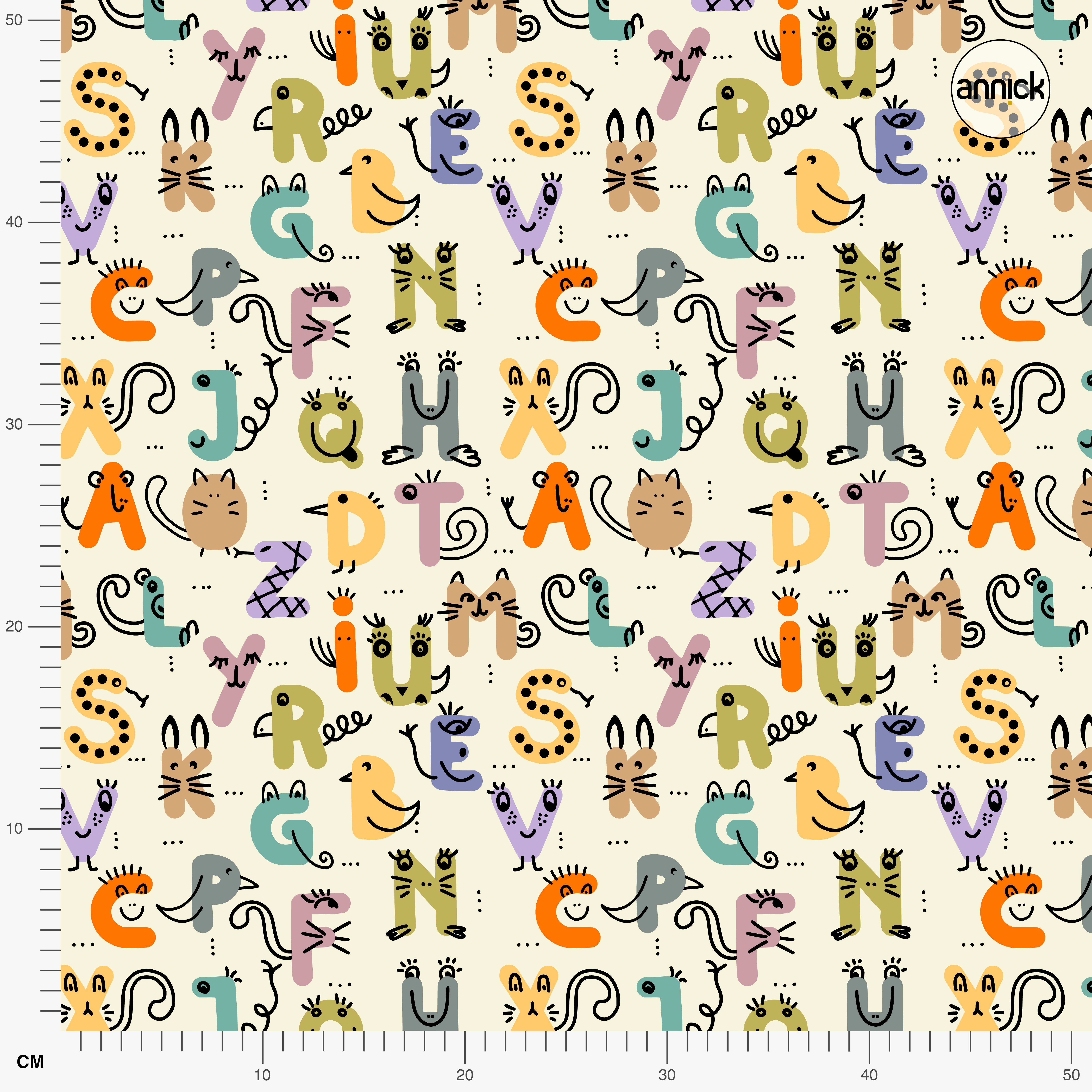 Organic fabric -  Kids Day Living Alphabet multicolor