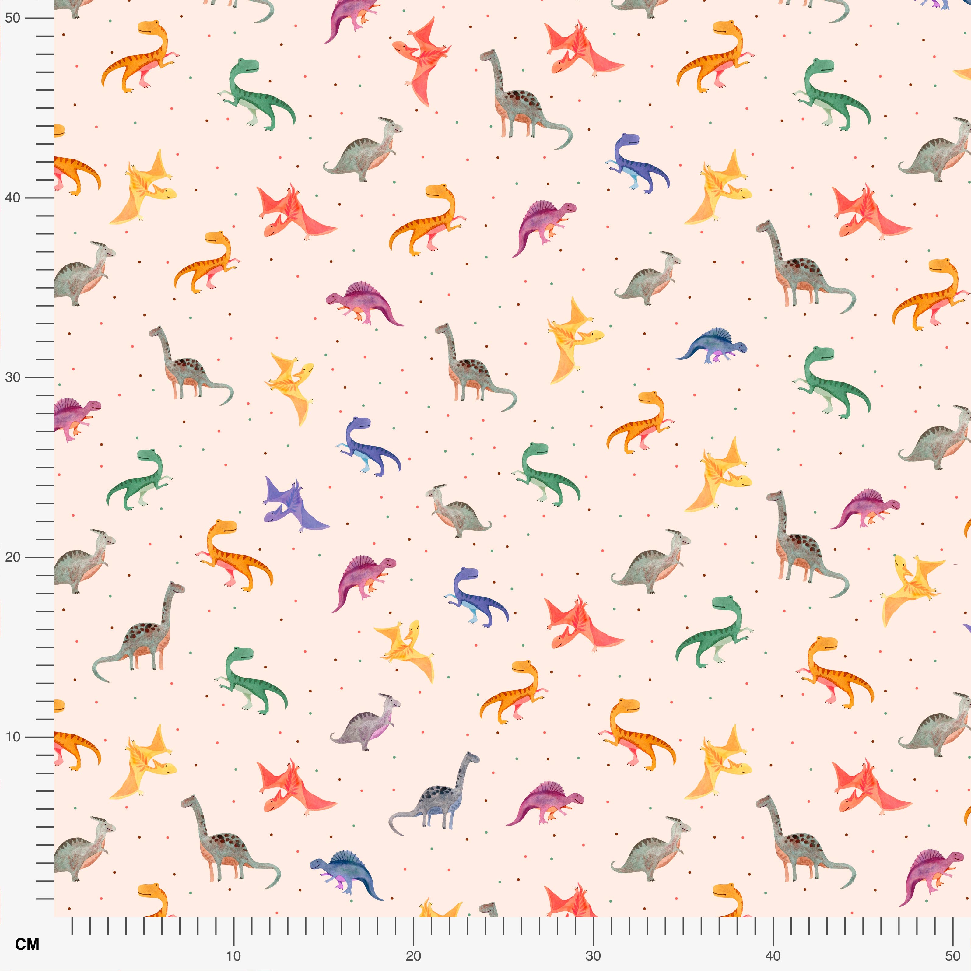 Scuba Stoff - Dino Party bunt - Kristin Tessen