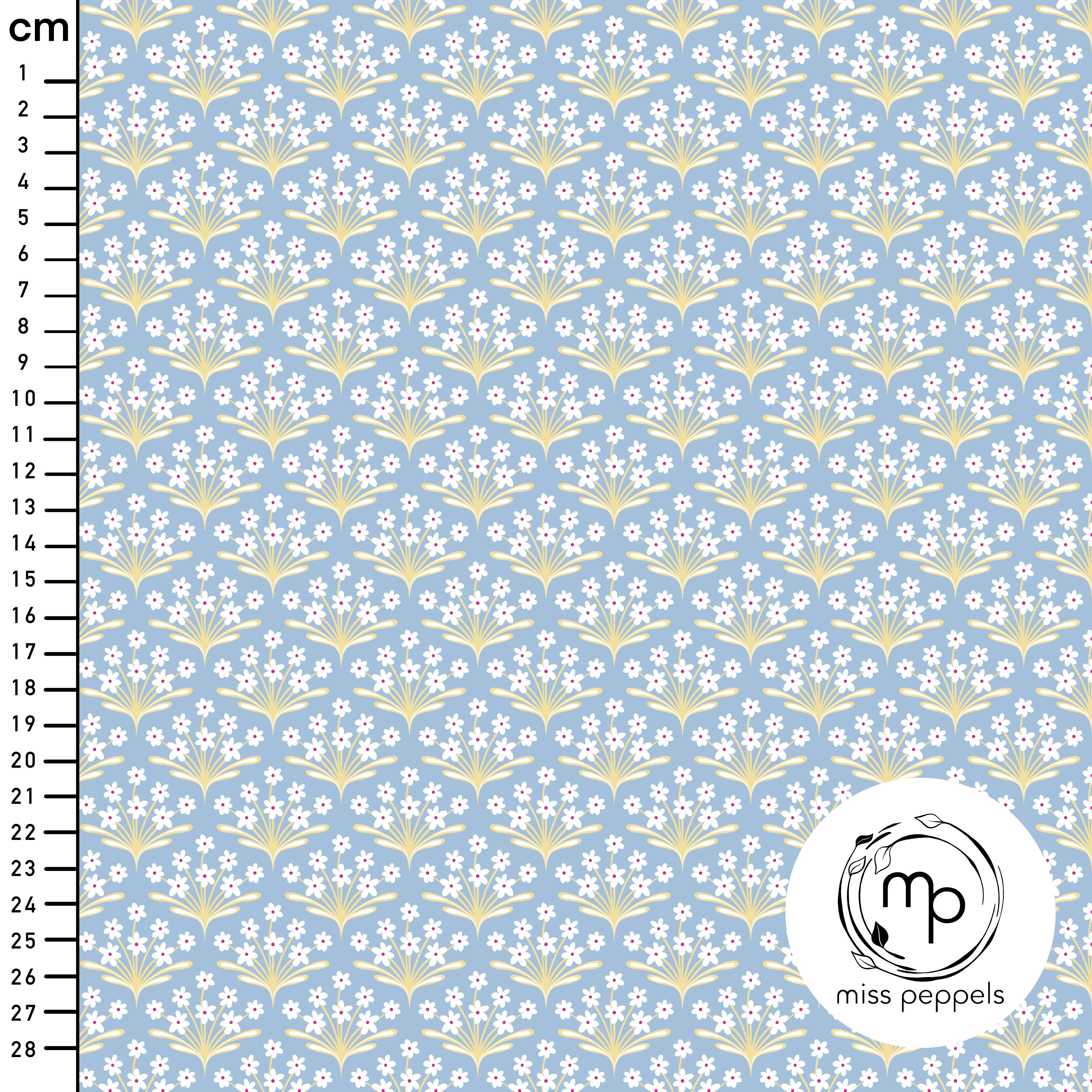 Bio Stoff  - Blümchen Blau - misspeppels, blau, Floral & Blumen