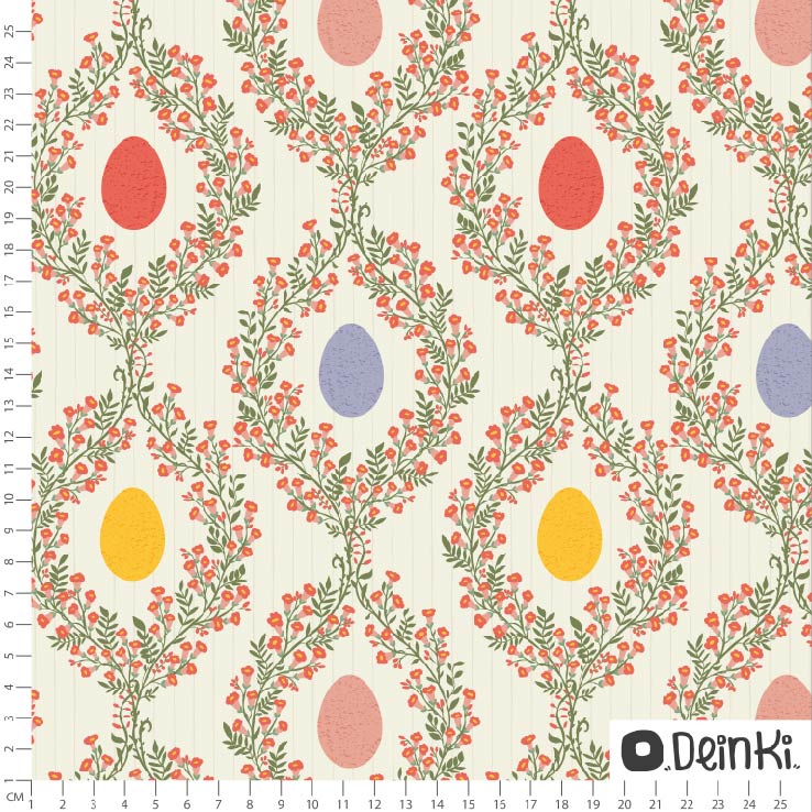Bio Jersey Stoff - Blumige Ostereier Bunt - Deinki, Ostern, creme, bunt, Breite 150 cm Bio Jersey Stoff - Blumige Ostereier Bunt - Deinki, Ostern, creme, bunt, Breite 150 cm