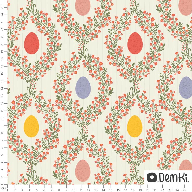 Blumige Ostereier Creme Bunt