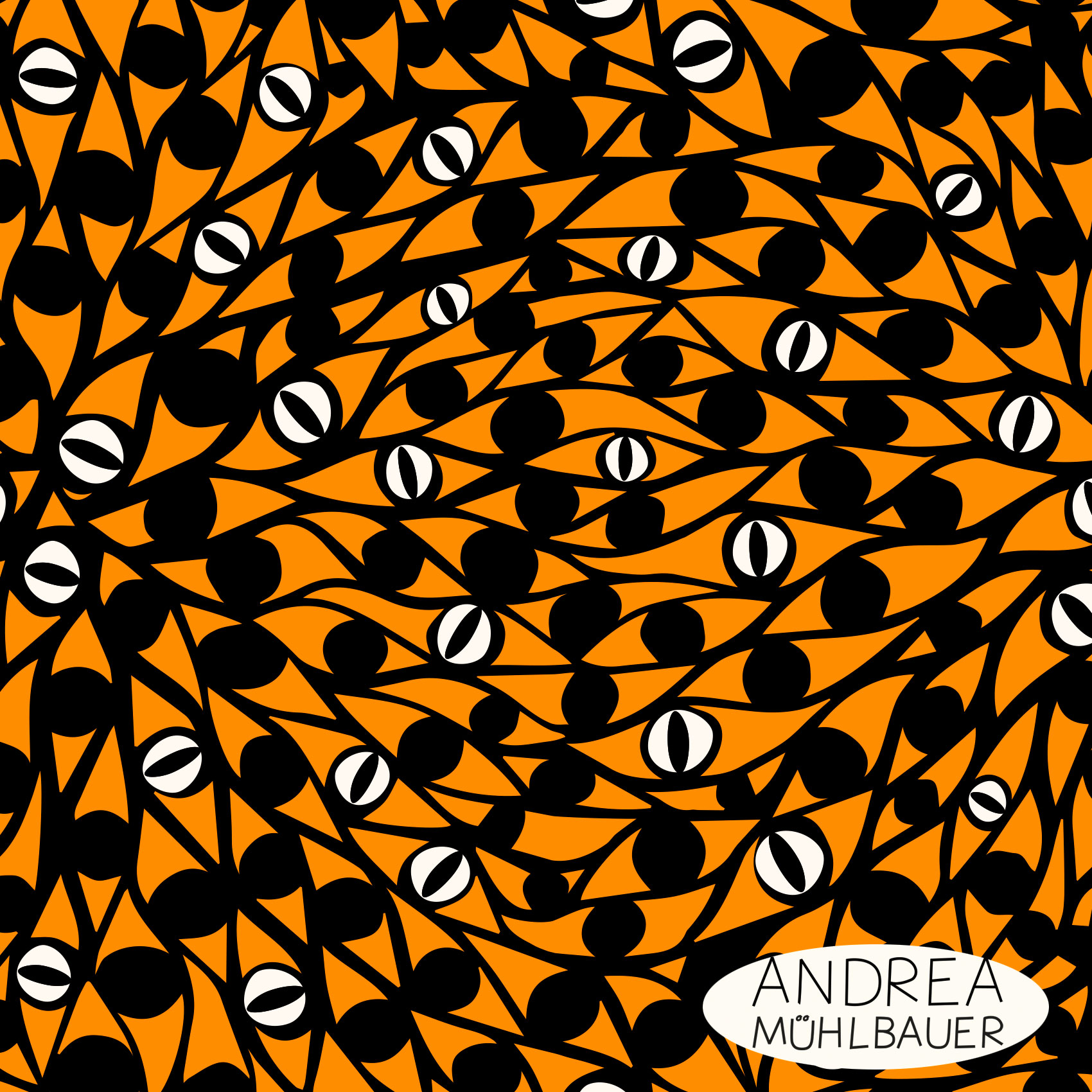 Bio Fabric - A Thousand Eyes Halloween Edition Orange by Andrea Muehlbauer in orange