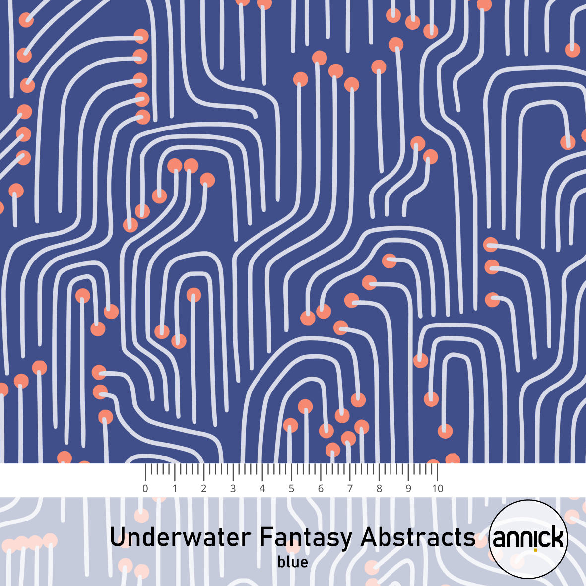 Organic Fabric - Underwater Fantasy Abstracts Blue by Annick in blue