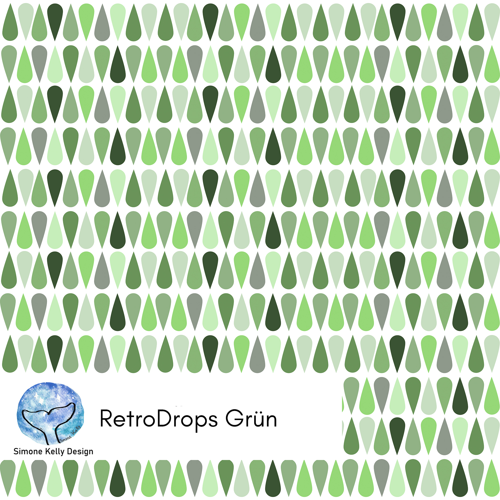 Bio Stoff - Retro Drops Gruen von Simone Kelly in grün